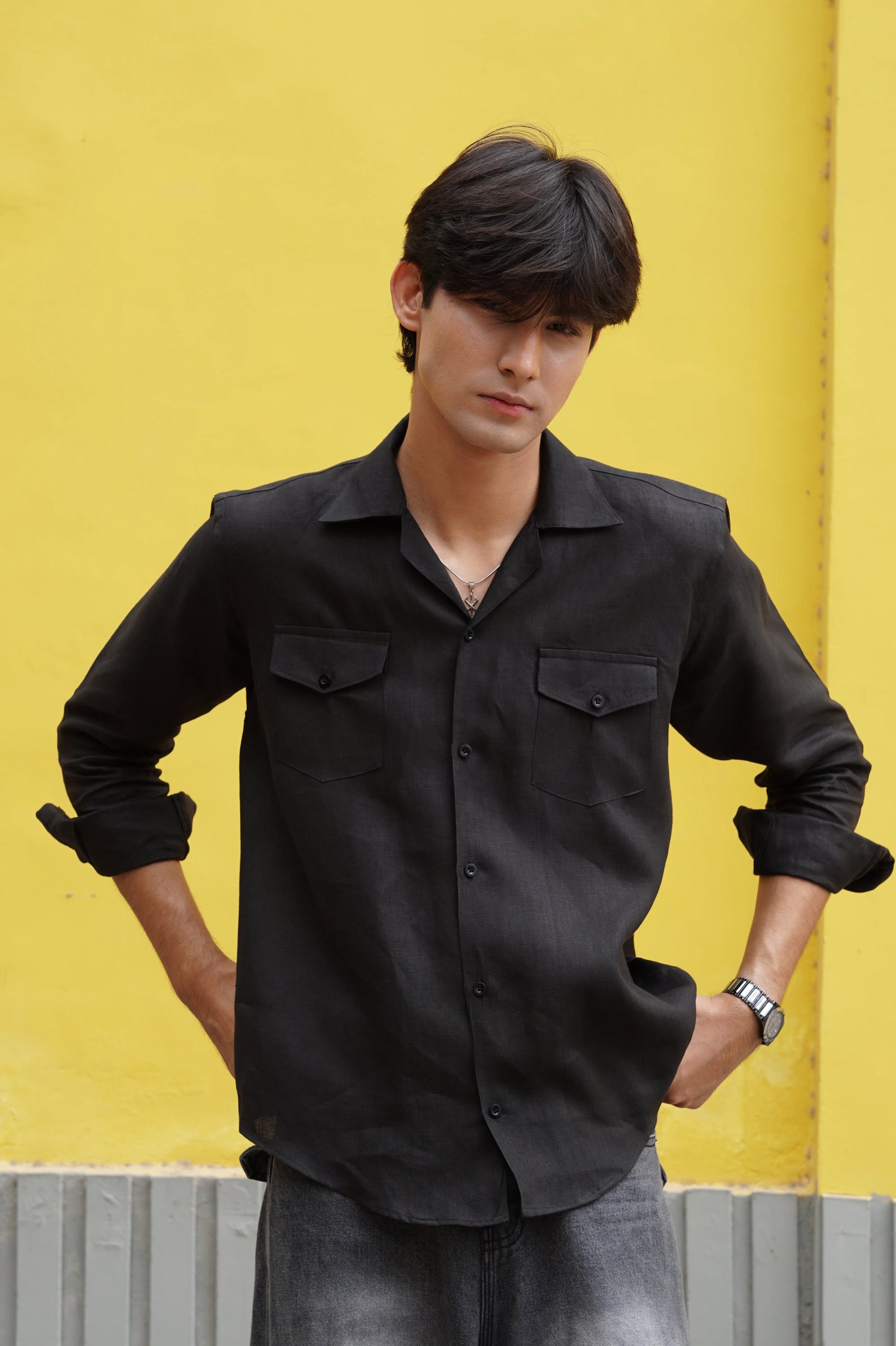 Soft Touch - Irish Linen Shirt - Black