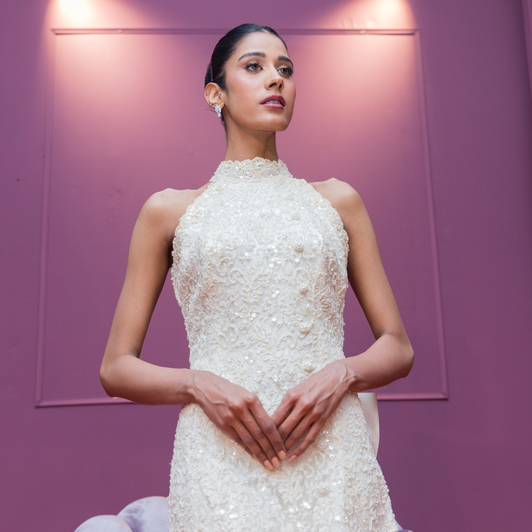 Pearl Blossom Halter Dress - Mahi's