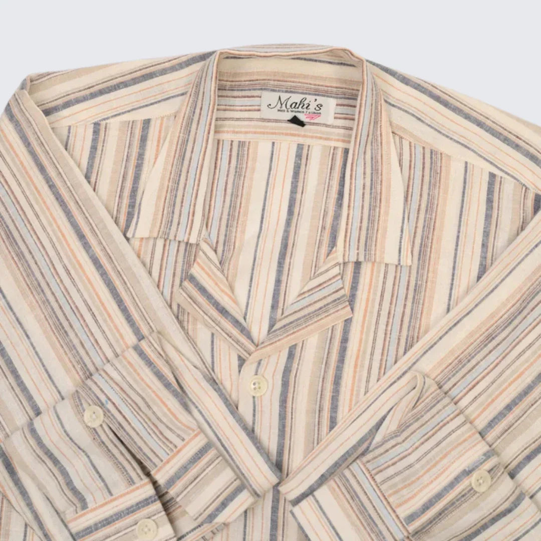 Sand Stripes Linen Shirt - Mahi's