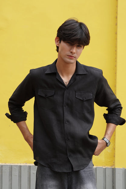 Soft Touch - Irish Linen Shirt - Black