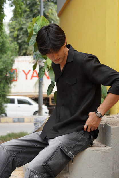 Soft Touch - Irish Linen Shirt - Black