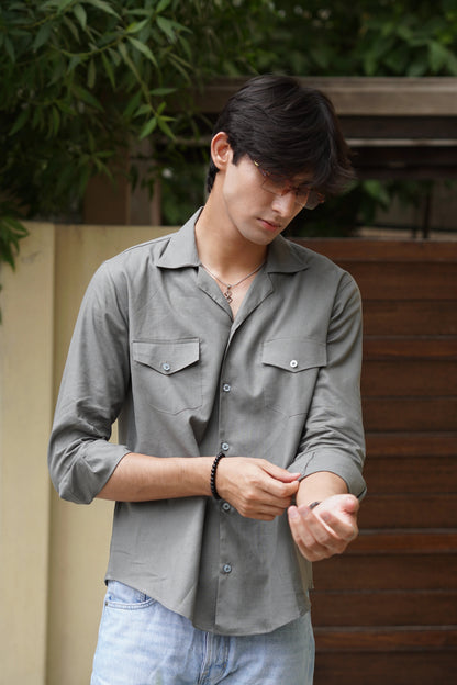 Soft Touch - Irish Linen Shirt - Grey