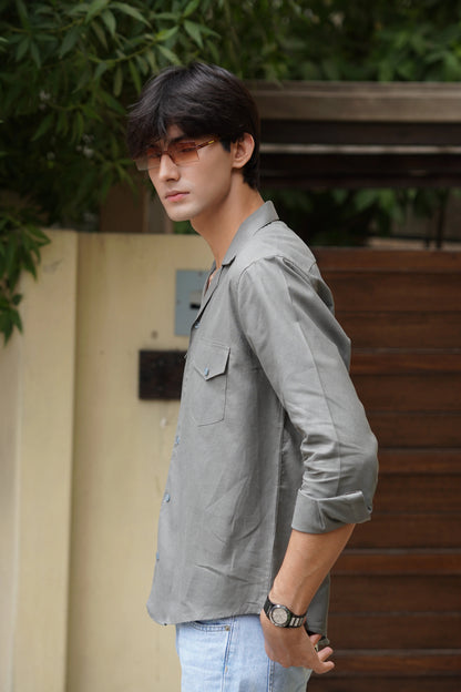 Soft Touch - Irish Linen Shirt - Grey
