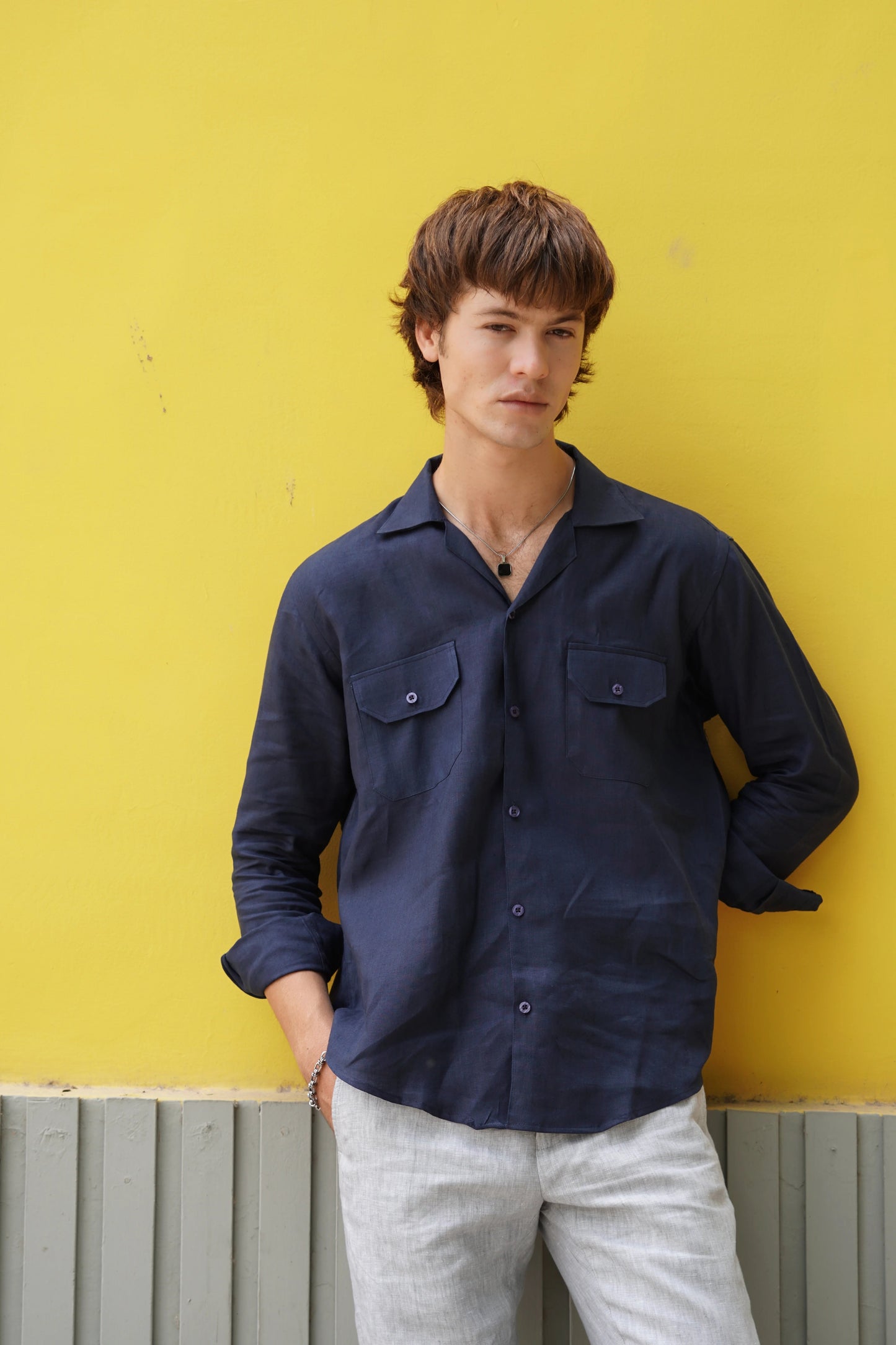 Soft Touch - Irish Linen Shirt - Dark Blue
