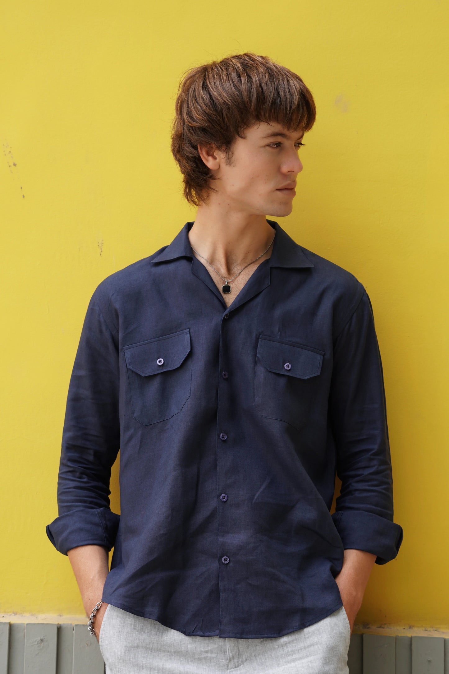 Soft Touch - Irish Linen Shirt - Dark Blue