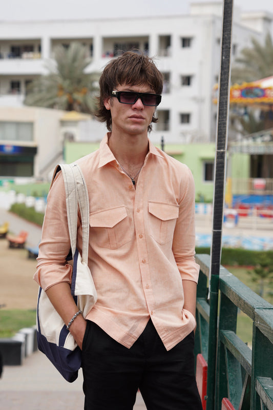 Soft Touch - Irish Linen Shirt - Light Orange