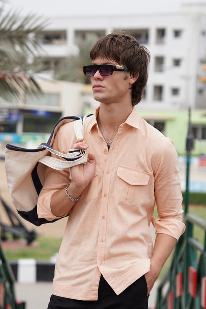 Soft Touch - Irish Linen Shirt - Light Orange