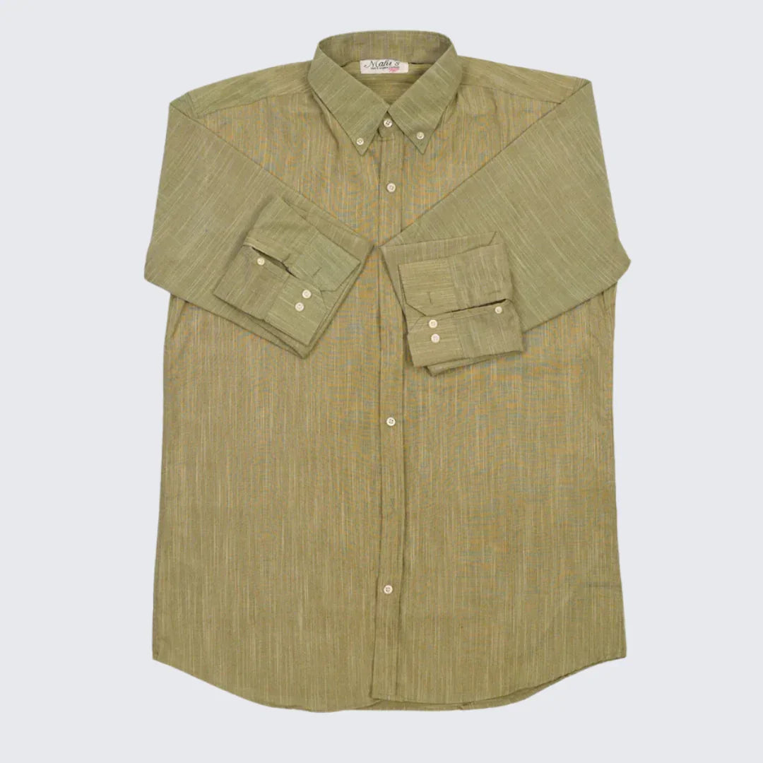 Olive Striped Irish Linen Shirt - Mahi's