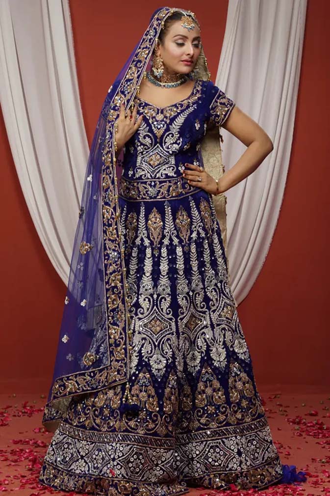 Blue bridal dress